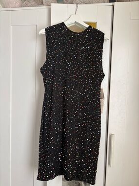 VINTAGE Bloomingdale's Lawrence Kazar Black Sequin Pure Silk Dress